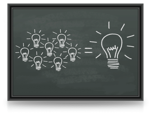 light bulb ideas depicted on a blackboard